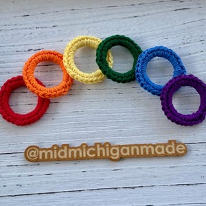 Crochet Cat Rings: Rainbow Cotton Toys, Set of 6