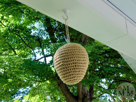 3 Faux Nids De Guêpes En Coton Crocheté - 20x36cm, Marron - Répulsif Naturel Pour Terrasse, Gouttière, Balcon
