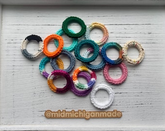 Crochet Cat Rings: Recycled, Yarn Cat Toys, Set of 5, Random Colors