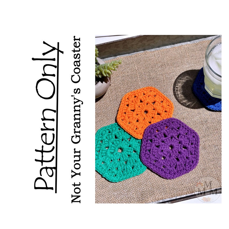 Not Your Granny's Coaster // PDF Pattern // Crochet Pattern // Hexagon // Coaster // Home Decor image 1