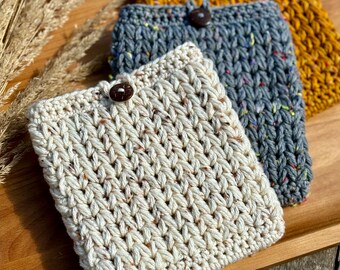 Crochet Kindle Sleeve // Tablet Book Sleeve // Tweed Collection // Made to Order