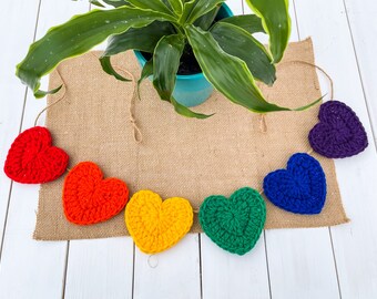 Rainbow Hearts // Garland // Valentine's Day Garland // Valentine's Day Decorations // Love // Rainbow // Farmhouse Decor // Rustic // Large