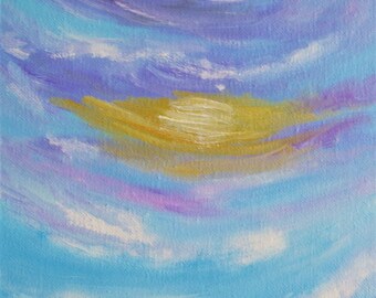 Sunset painting Skyscape painting Landscape painting Free shipping US "Subtle sky"