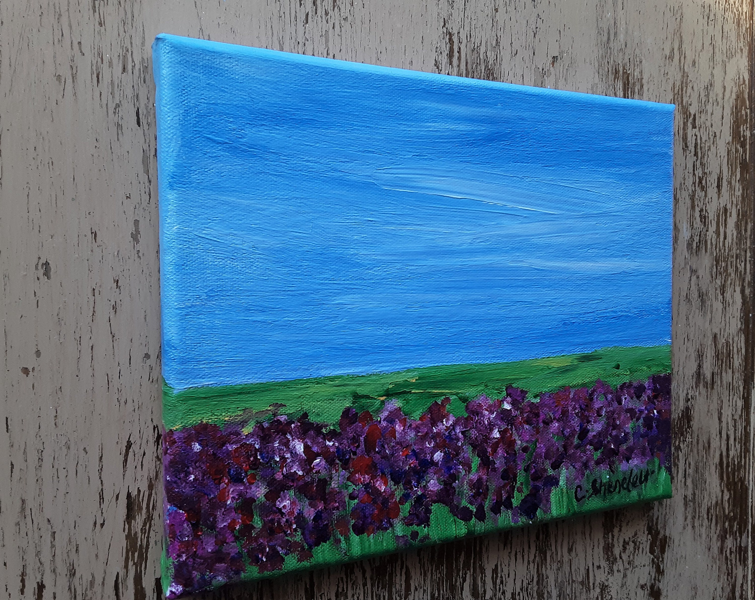 Landscape Painting Flower Field Painting Affordable Art Original