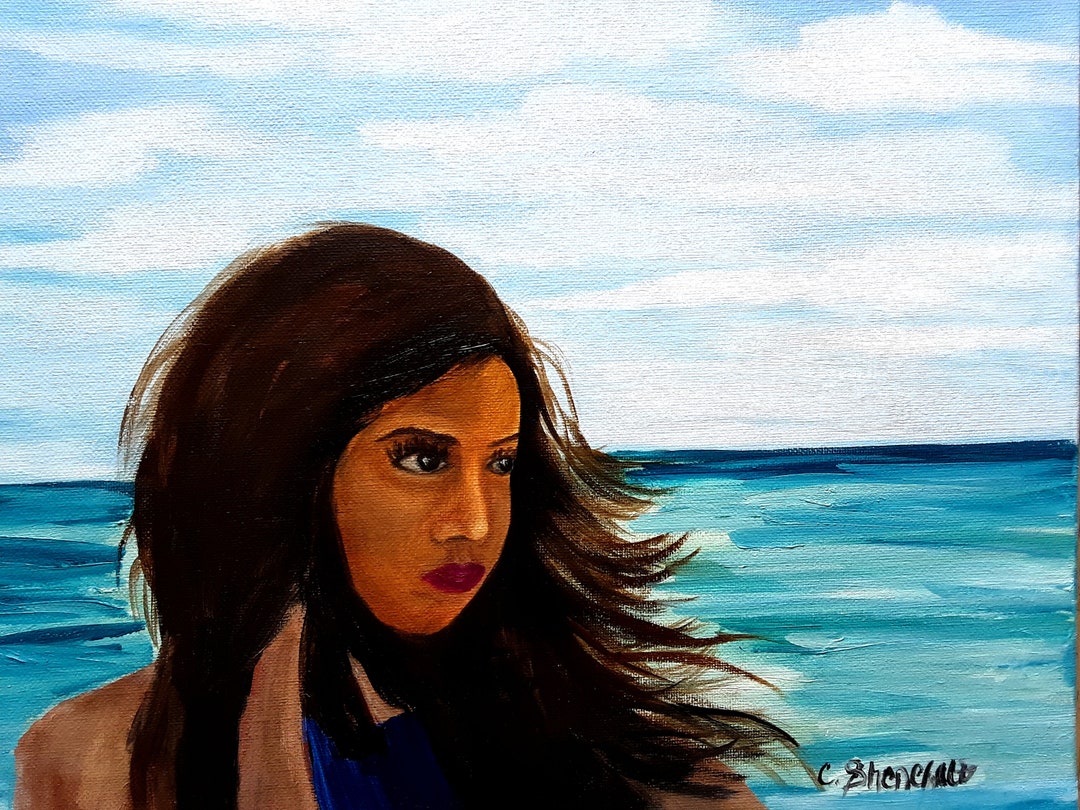 Woman at the Beach Beach Paintings Ocean Painting Coastal Paintings ...