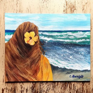 Woman at the Beach Beach Painting Ocean Painting Affordable Art Free ...