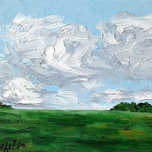 Landscape painting Affordable art Cloudy sky painting Under 50 dollars Free shipping US &quot;Sky lover&#39;s delight&quot;