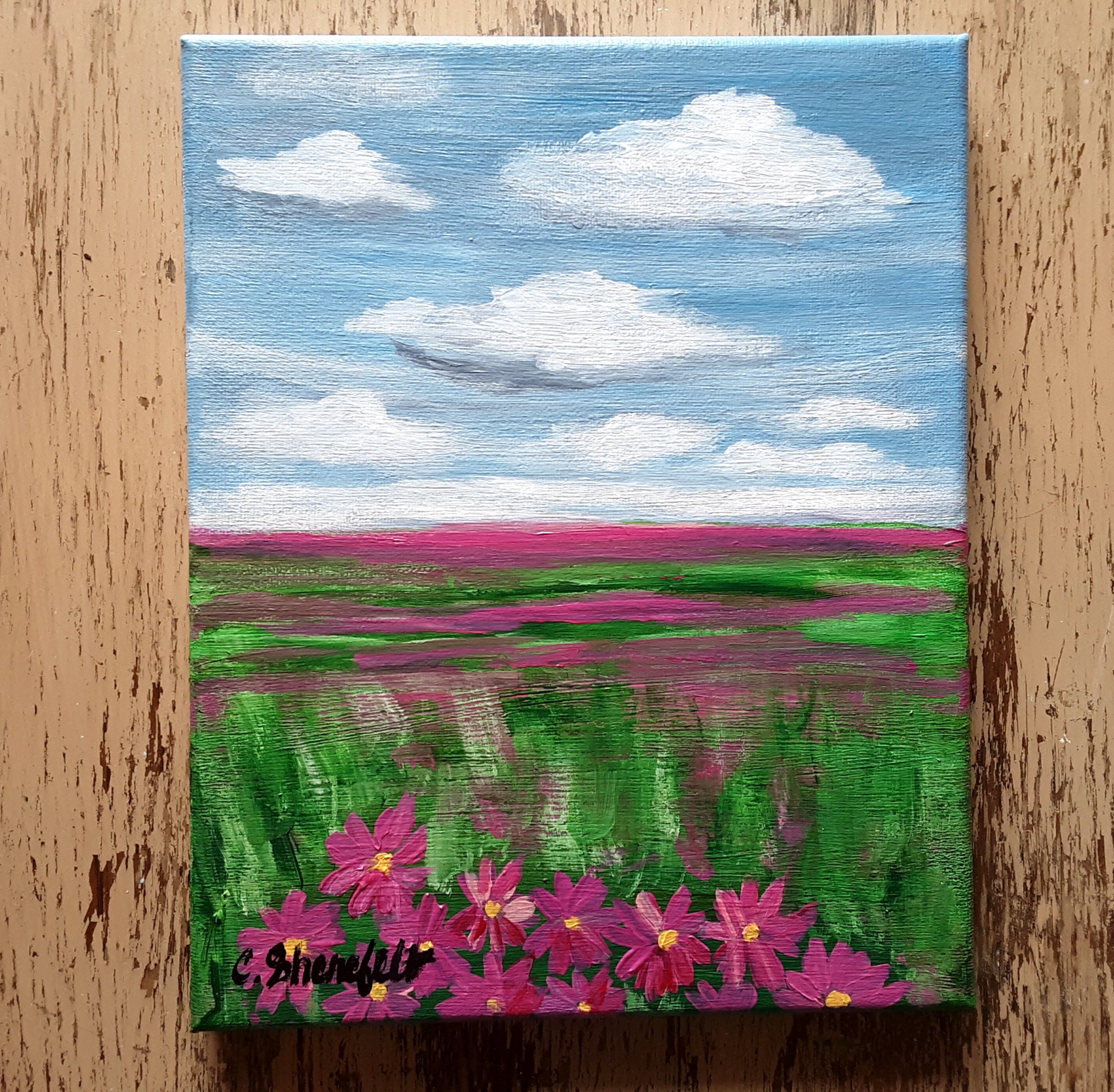 Landscape Painting Flower Field Painting Affordable Art Original ...