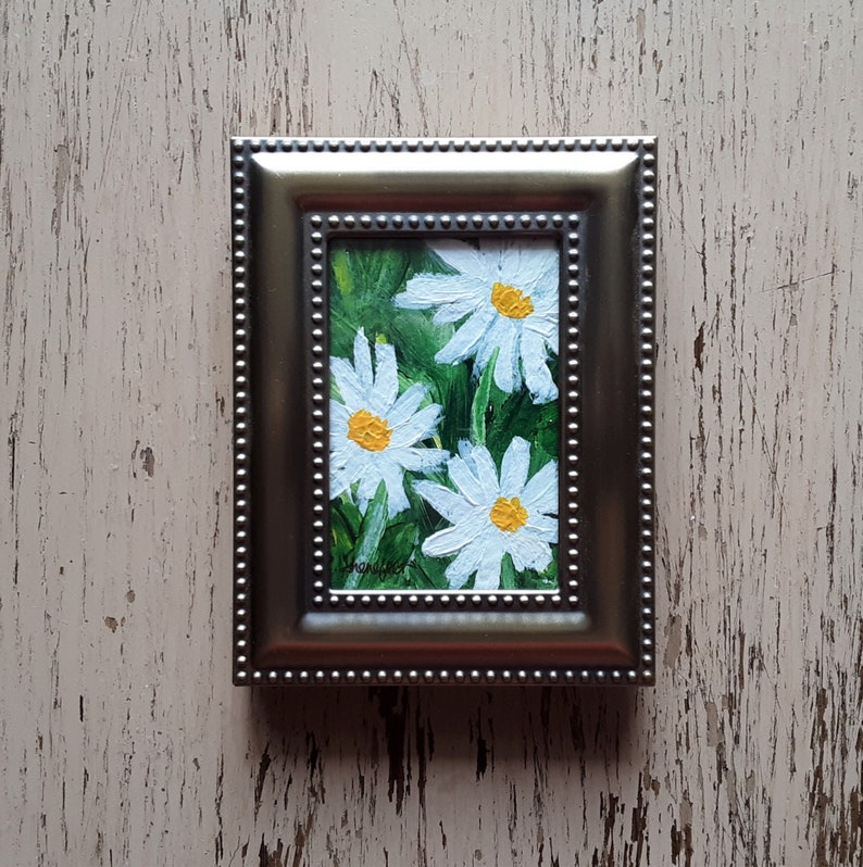 Daisies Painting Flower Painting Spring Flowers Tiny Painting Under 30