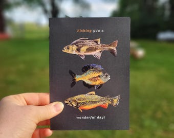 Fishing Dark Blue Greeting Card