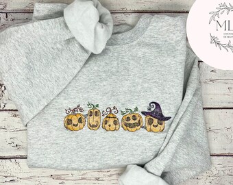 Pumpkin Crewneck, Halloween Crew, Embroidered Sweatshirt, Adult Fall Crewneck, Animal Costumes, Light GraySweatshirt, Custom
