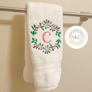 Weihnachtshandtuch, Monogrammhandtuch, Badezimmerdekor, Winter-Gastgebergeschenk, dekoratives Handtuch, Housewarminggeschenk,