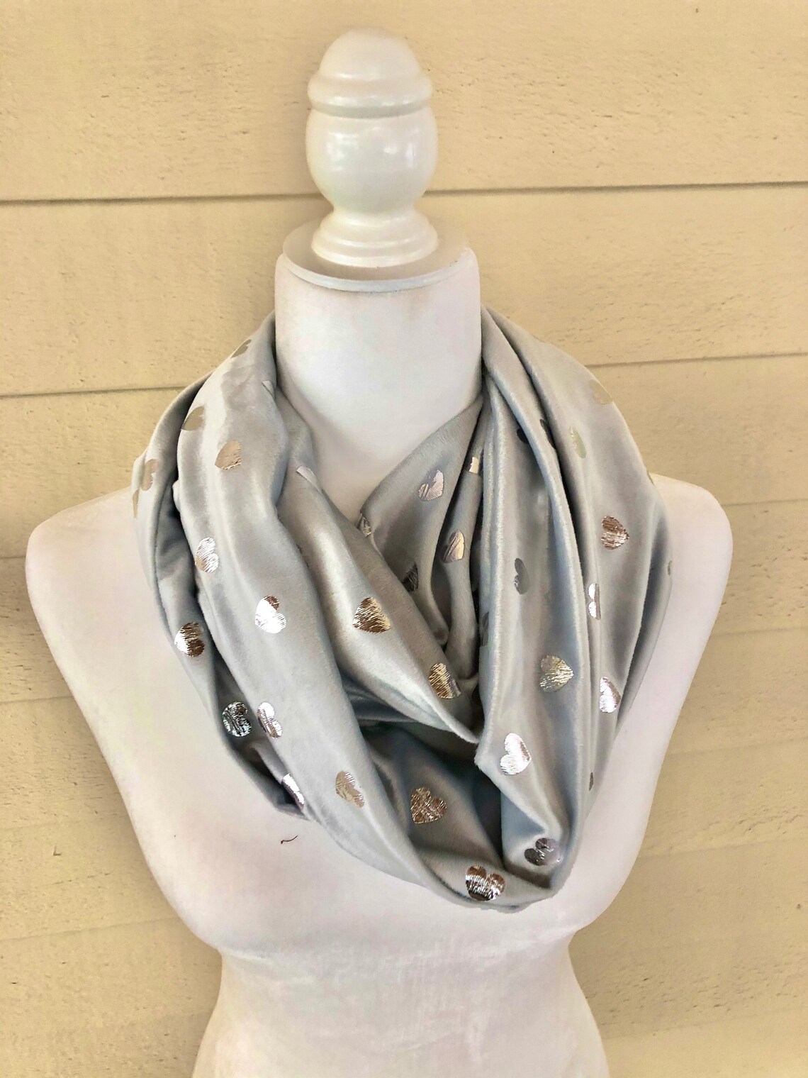 Gray Heart Scarf Light Gray Infinity Scarf Wrap Around Etsy