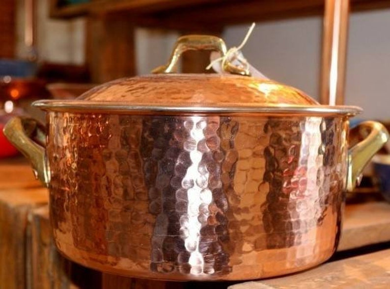 Hammered COPPER STOCKPOT Tin Lined Twin Handled, Copper COOKWARE, Stock