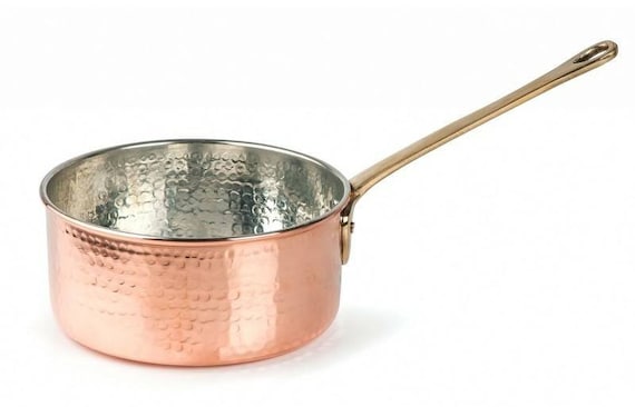 COPPER SAUCE PAN, Hand Hammered Solid Red Copper Saucepan, Copper