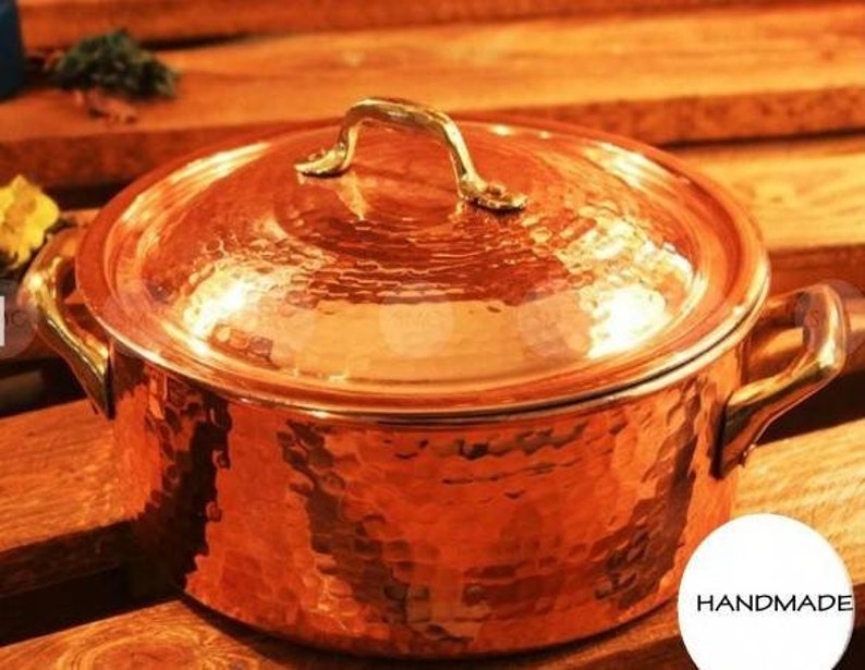 Hammered COPPER STOCKPOT Tin Lined Twin Handled, Copper COOKWARE, Stock