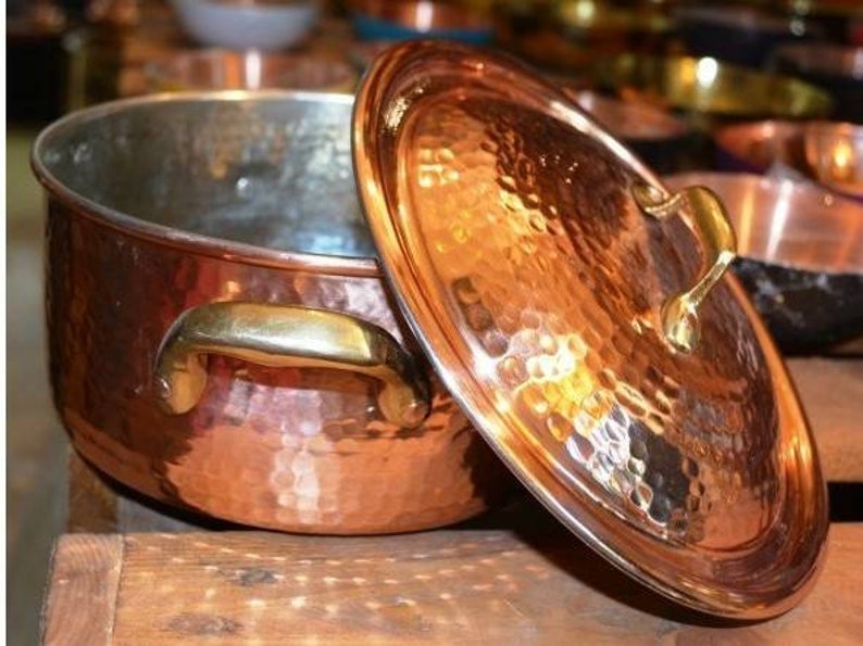 Hammered COPPER STOCKPOT Tin Lined Twin Handled, Copper COOKWARE, Stock