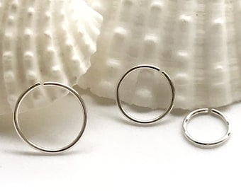Sterling silver helix hoop, 6mm 18g cartilage earring, 8mm septum ring, 22g dainty hoop earrings 10mm 20g nose ring 4 5 12mm Womens gift 16g