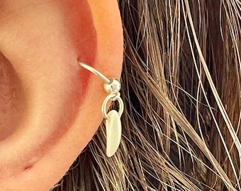 8mm Helix Hoop with Charm Dangle | Sterling Silver & Glass Horn Bead