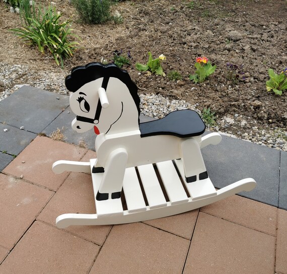Red White And Black Rocking Horse Wooden Etsy