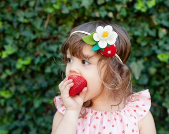 Strawberry headband, strawberry hair bow, strawberry hair clip, strawberry first birthday, fruit headband, fruit headpiece, fruit hair clip