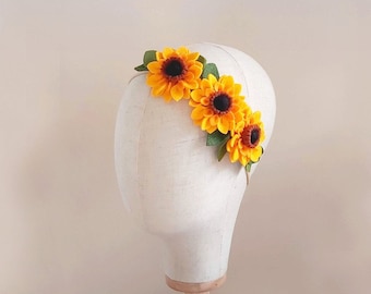 Baby Sunflower Headband: Handmade Wool Felt Fall Crown
