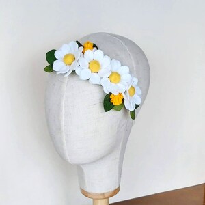 Felt Daisy Crown, White Daisy Flower Crown, baby Daisy headband, Daisy headpiece, White Felt flower crown, felt flower headband, Daisy tiara image 4