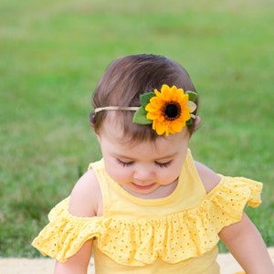 Baby Sunflower headband, Fall Sunflower Crown, Sunflower headpiece, Baby Sunflower tiara, Autumn flower crown, Baby Yellow flower crown image 3