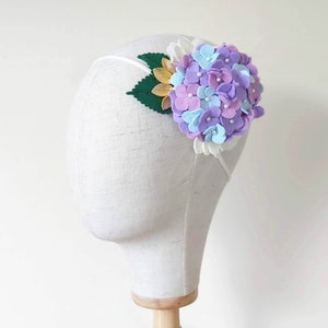 Blue hydrangea flower headband, Pink hydrangea headpiece, Purple hydrangea headband, Hydrangea crown, Felt Baby toddler little girl headband