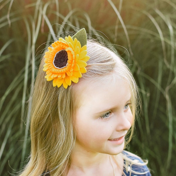 Sunflower Crown, Sunflower headband, Sunflower hair clip, Sunflower flower crown, Sunflower headband baby, Sunflower dress felt headband