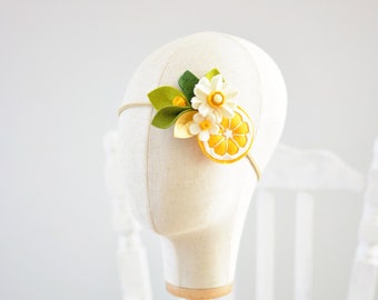 Lemon Headband, Lemon hair bow, Lemon hair clip, tropical headband, lemonade party, fruit headband, lemon bow, fruit headpiece hair clip
