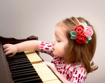 Red rose headband, Pink flower crown, Red Rose flower crown, Valentines headband, Rosette headband, Baby toddler little girl flower crown