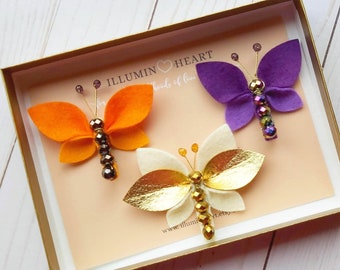 Purple Butterfly Hair Clips, Gold butterfly clip, Butterfly Wings, Butterfly Hair Pin, Butterfly Headband, Butterfly hairclip