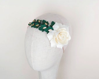 Baby Headband Rose Headband White Wool Felt Trio Rose Bouquet Headband Rose Beige