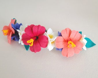 Hibiscus Tropical flower crown, Moana first birthday headpiece, Hawaiian  headpiece, Luau first birthday party, Moana felt flower headband