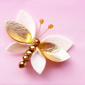 White Gold Butterfly hair clips, gold butterfly brooch, Gold Butterfly Hair Pin, Butterfly Hair Bow, Gold butterfly Pin, butterfly headband