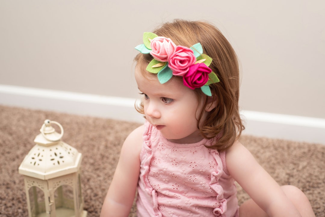 Pink Rose Headband, Baby Pink Flower Crown, Rose Flower Crown