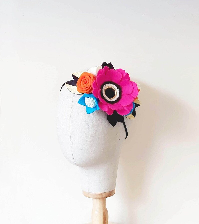 Baby Halloween Crown, Baby halloween headband, Halloween fascinator, Black flower crown, Pink flower crown, Flower Baby little girl crown
