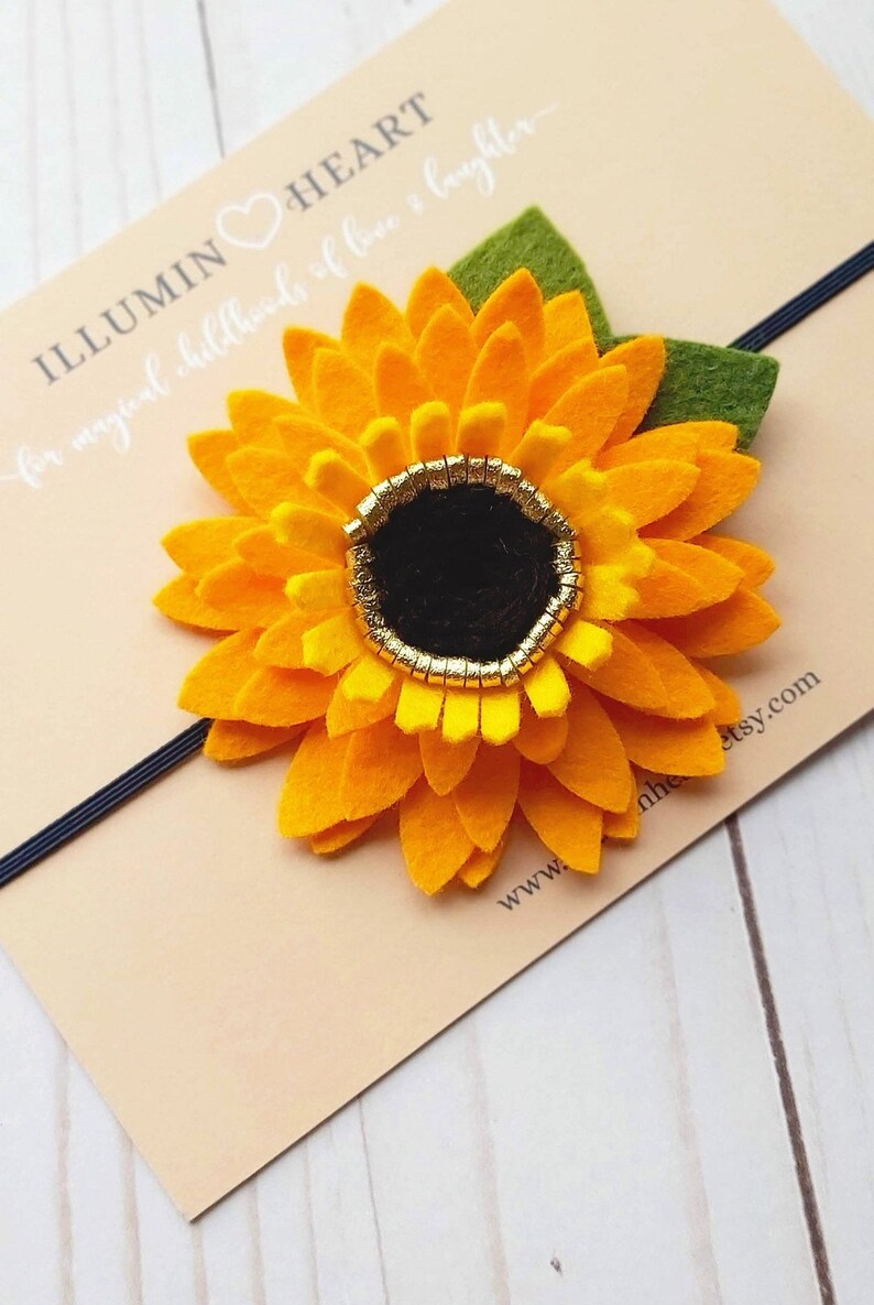 Sunflower Crown, Sunflower headband, Sunflower hair clip, Sunflower flower crown, Sunflower headband baby, Sunflower dress felt headband image 5