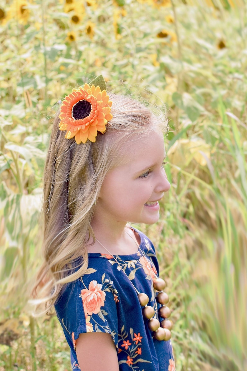 Sunflower Crown, Sunflower headband, Sunflower hair clip, Sunflower flower crown, Sunflower headband baby, Sunflower dress felt headband image 2