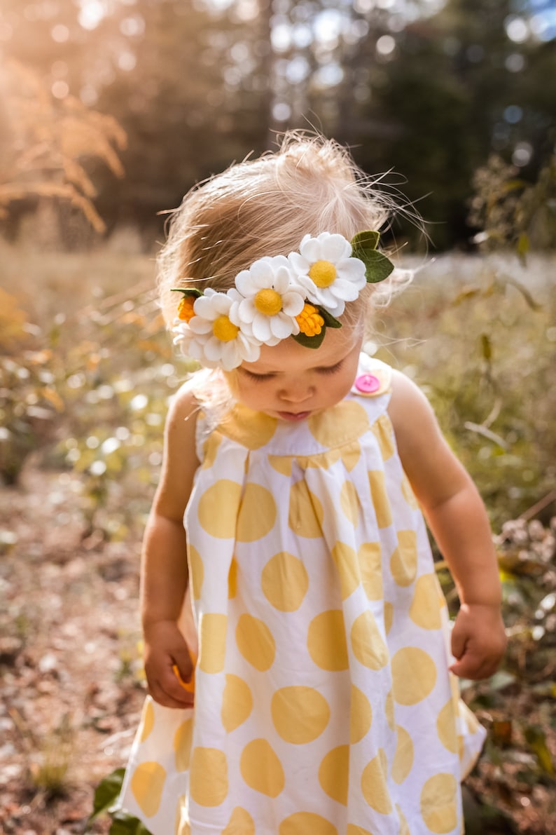 Felt Daisy Crown, White Daisy Flower Crown, baby Daisy headband, Daisy headpiece, White Felt flower crown, felt flower headband, Daisy tiara image 3