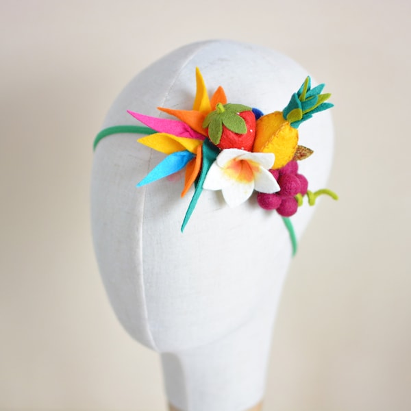 Pineapple headband, tropical fruit headband crown, fruit headband, Moana headband, fruit headpiece, Tutti Frutti first birthday headband