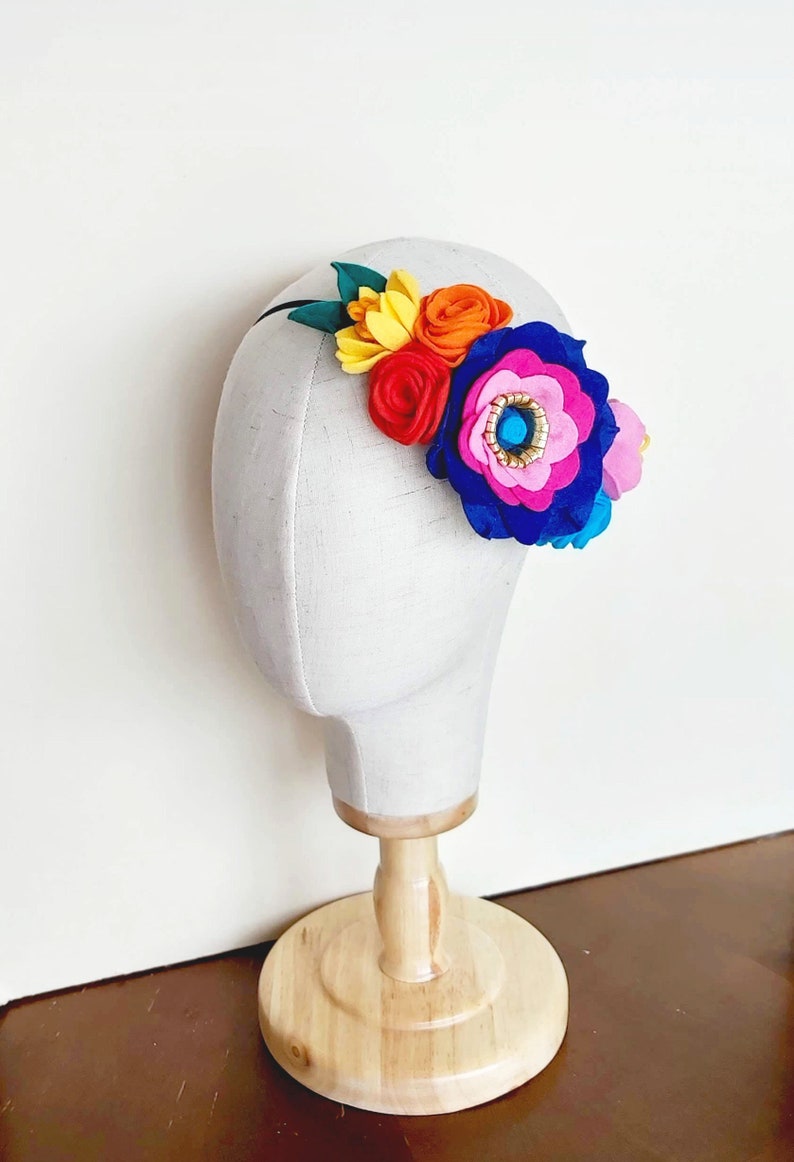 Rainbow flower crown, Rainbow baby headband, Boho flower crown, Rainbow festival headpiece, Felt Flower Baby toddler little girl headband image 3