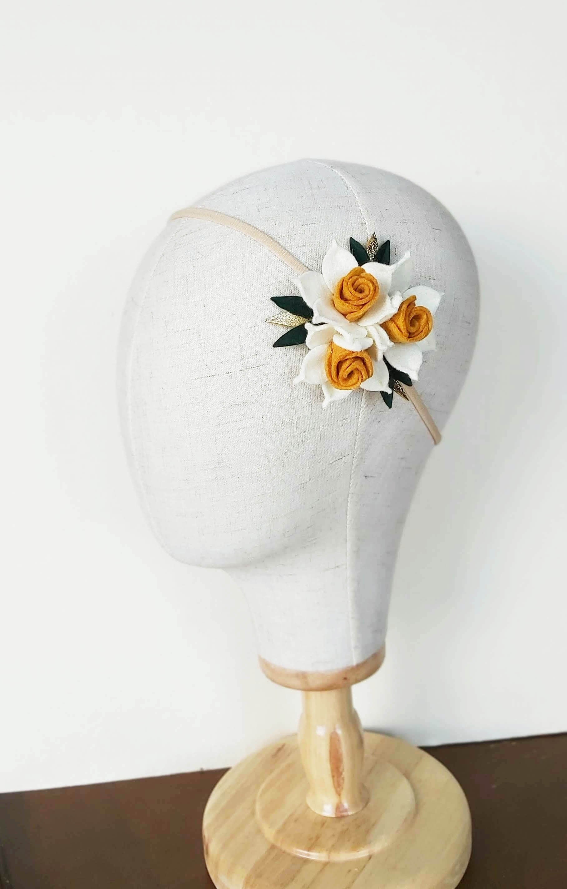 Autumn flower crown, White fall flower crown, Felt baby flower crown, felt flower headband, Fall Flower Baby toddler little girl headband