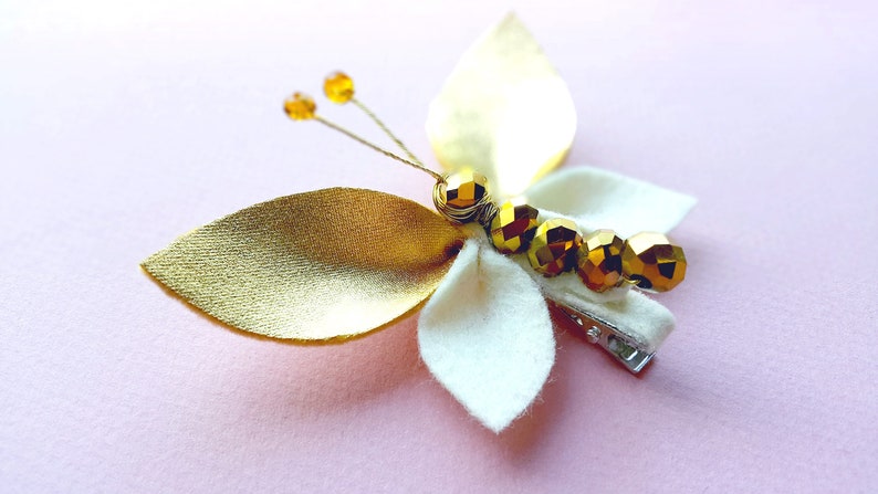 Butterfly Hairclips, butterfly hair pin, butterfly hair clips, butterfly hair clip, Gold butterfly wings, gold hair pins, floral hair pins image 3