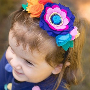 Rainbow flower crown, Rainbow baby headband, Boho flower crown, Rainbow festival headpiece, Felt Flower Baby toddler little girl headband image 8