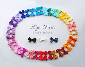 Felt Tiny Hair Bows: Soft Infant Bow, Nylon Headband or Clip