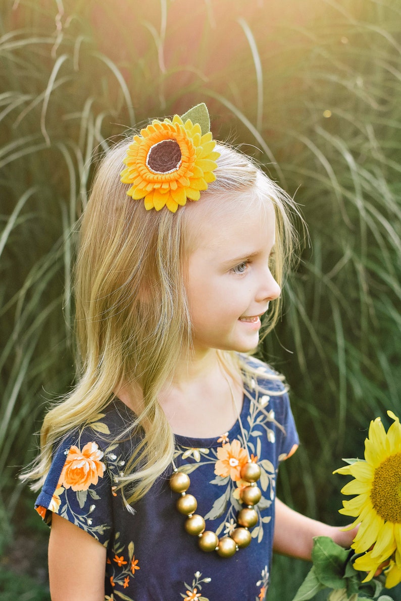 Sunflower Crown, Sunflower headband, Sunflower hair clip, Sunflower flower crown, Sunflower headband baby, Sunflower dress felt headband image 3