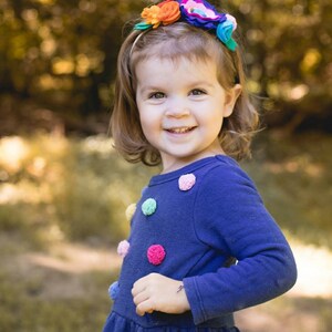 Rainbow flower crown, Rainbow baby headband, Boho flower crown, Rainbow festival headpiece, Felt Flower Baby toddler little girl headband image 7