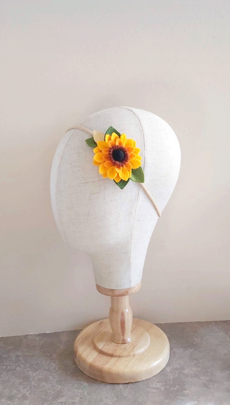 Baby Sunflower headband, Fall Sunflower Crown, Sunflower headpiece, Baby Sunflower tiara, Autumn flower crown, Baby Yellow flower crown image 5